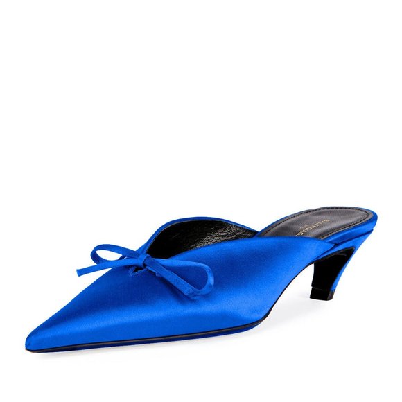 Balenciaga Satin Pointed-Toe Slide Mule Shoes Size 37 - Picture 1 of 3